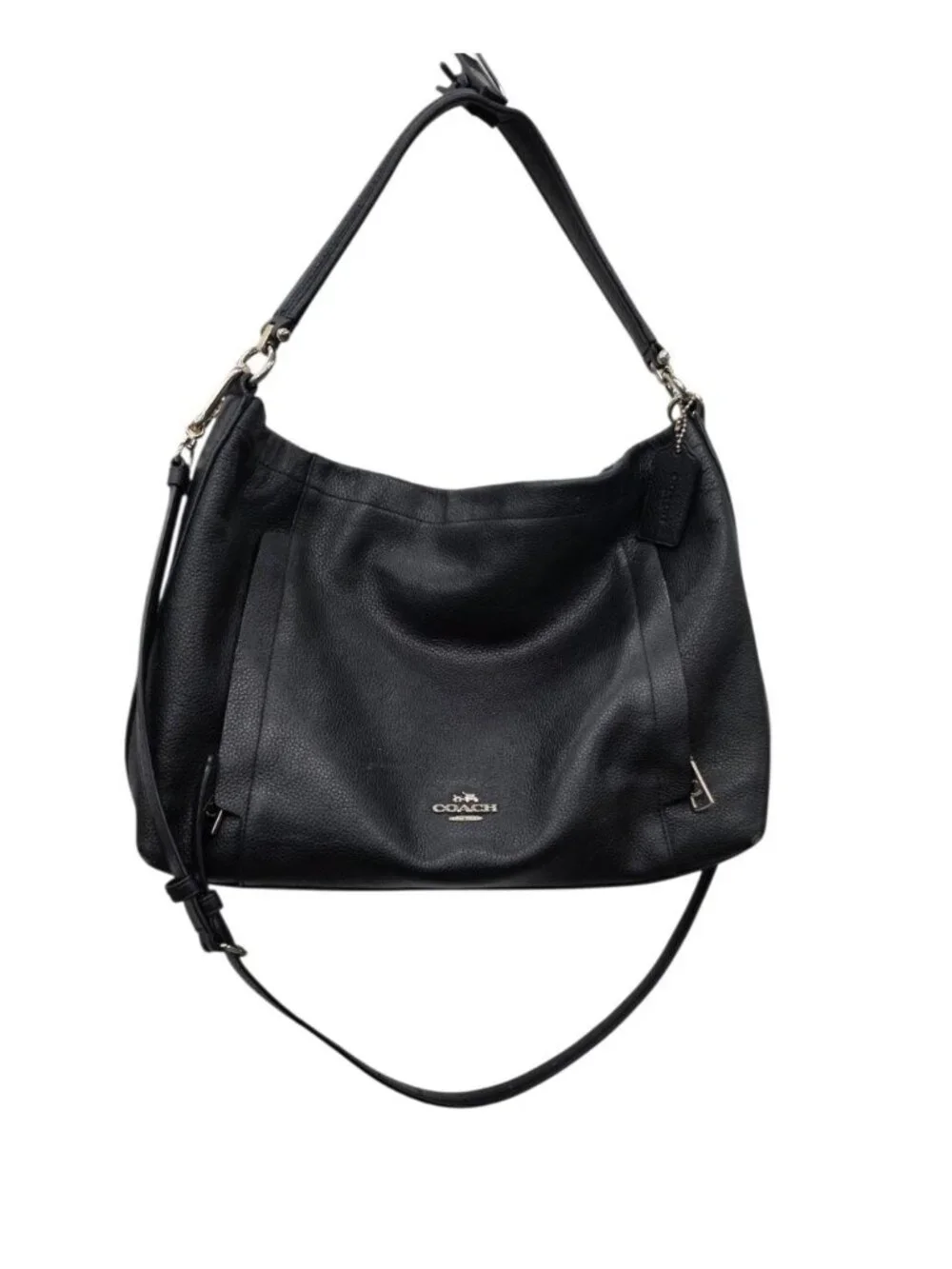 COACH Scout Hobo Black Pebbled Leather Shoulder Crossbody Bag